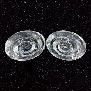Vintage Miller Rogaska Clear Tapper Candle Stick Holder Set 2 Votive Swirls VTG